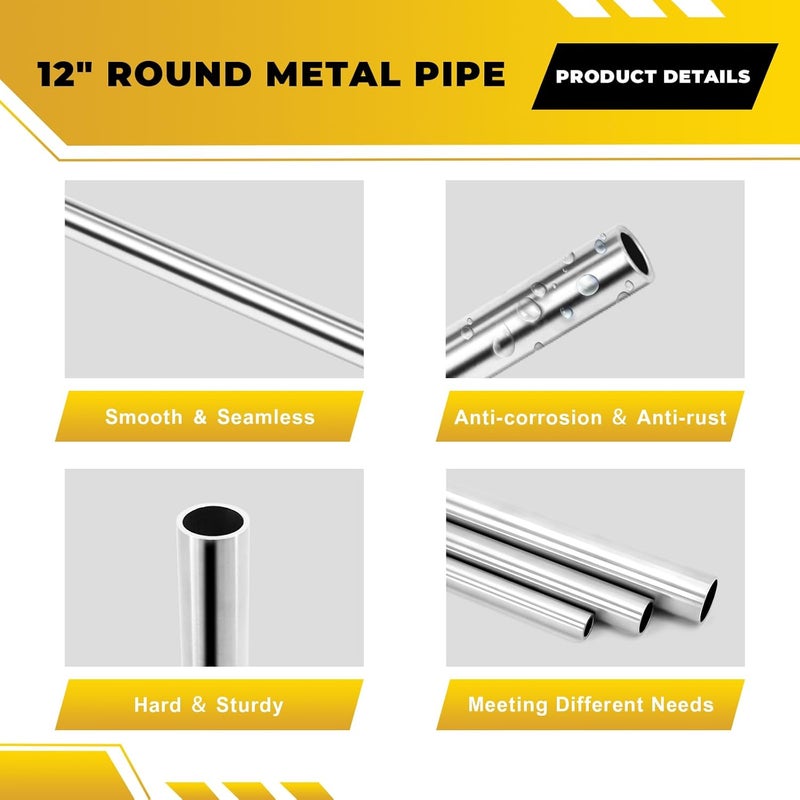 VALVENTO 1/2" OD 316 Stainless Steel Tube 12 inch Length Round Straight Steel Pipe Metal Tubing Industrial Metal Tube (4 Pcs) - Image 4